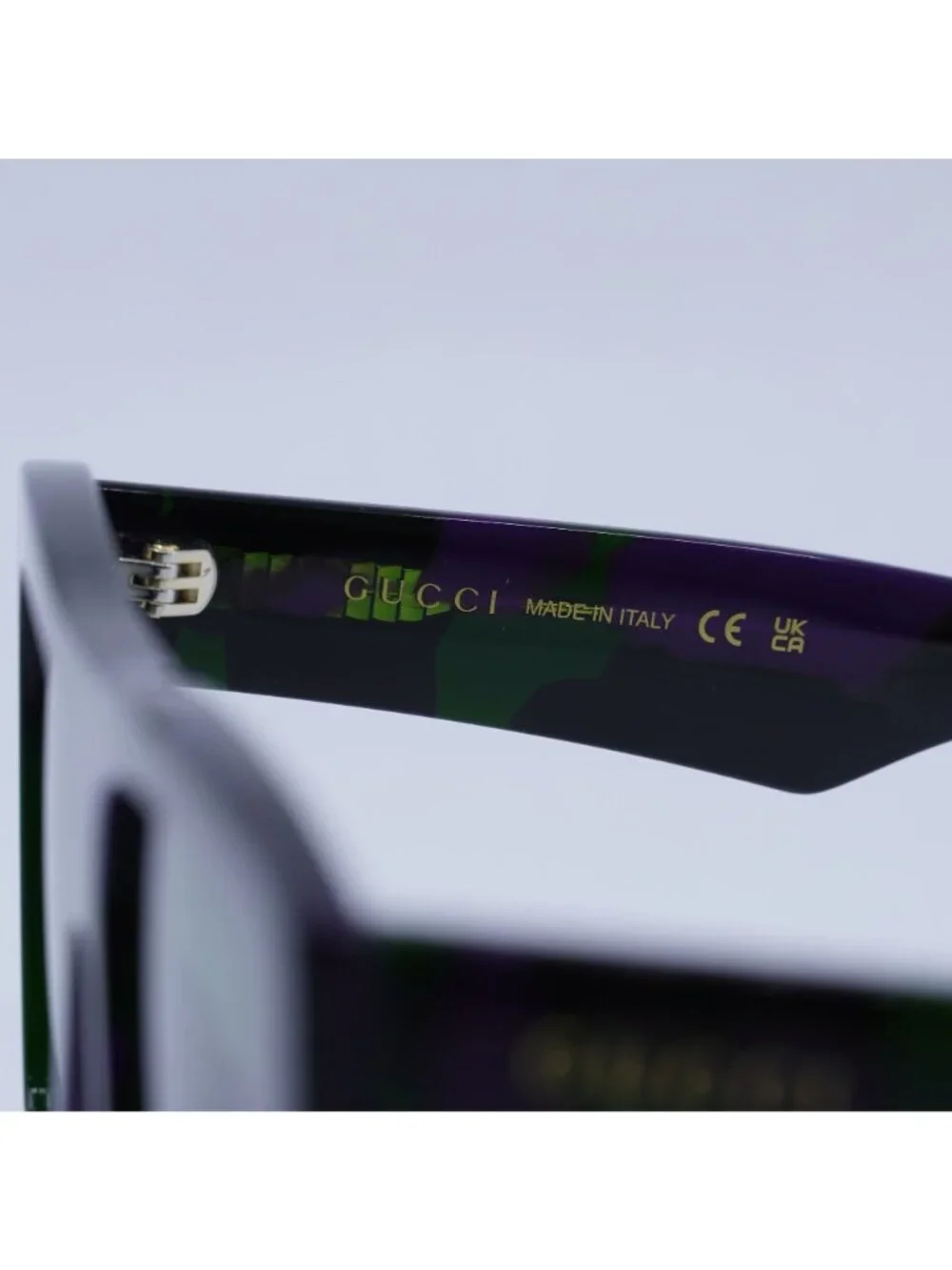 Gucci GG0962S 014 Sunglasses Purple Square Frame, Green Lenses